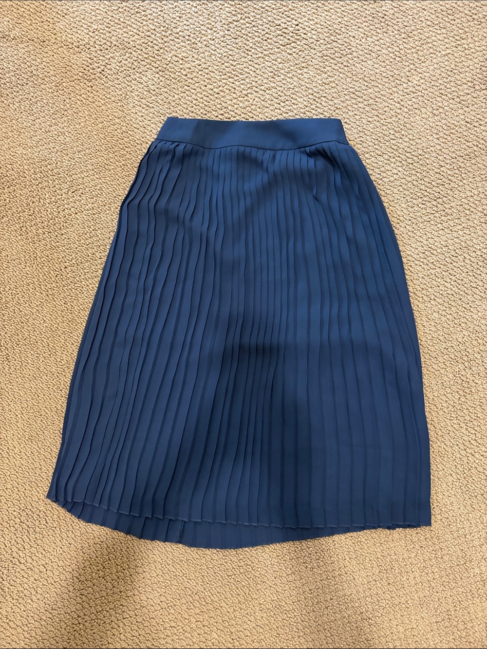 J. Crew Factory Pleated Midi Skirt in Navy
